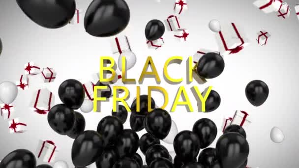 Animation Des Black Friday Textes Über Luftballons Und Gegenwart Auf — Stockvideo