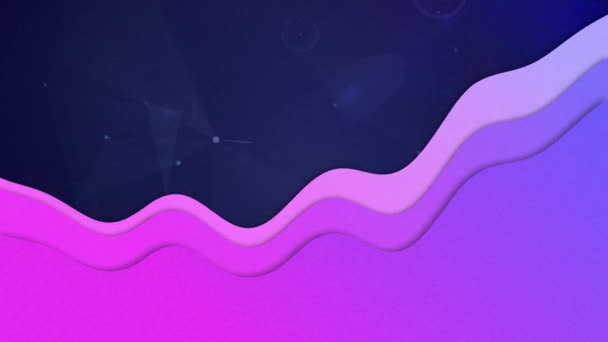 Анімація Мережі Язків Фіолетовою Хвилею Синьому Фоні Глобальні Єднання Концепція — стокове відео
