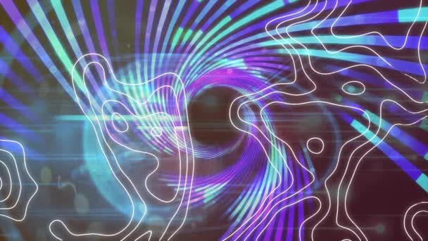 Анимация Изогипсов Цветном Спиральном Фоне Новый Год Вечеринка Диксо Развлекательная — стоковое видео
