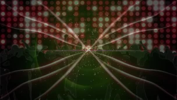 Animación Puntos Brillantes Senderos Luz Con Gente Bailando Música Discotecas — Vídeos de Stock