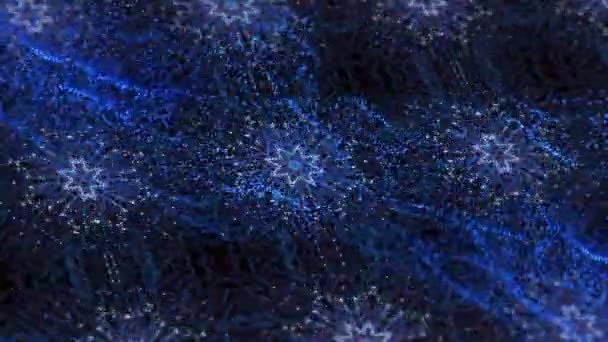 Animation Formes Kaléidoscopiques Bleues Sur Fond Sombre Technologie Interface Numérique — Video