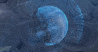 Amerikan dolarları üzerinde dönen dünya çapındaki bağlantıların resmi. küresel finans ve iş dünyası, dijital olarak oluşturulan bağlantı konsepti.