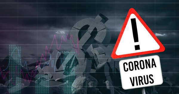 Image Statistics Recording Corona Virus Sign Crumbling American Dollar Symbol — Stock Photo, Image