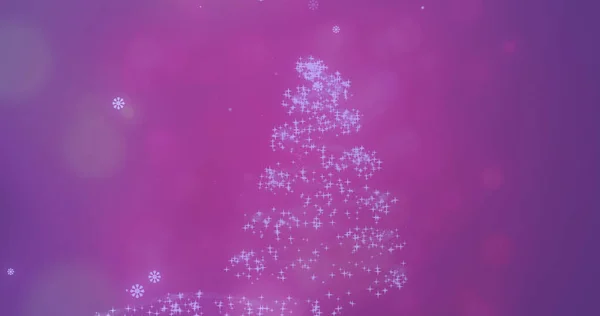 Afbeelding Van Sneeuw Die Gloeiende Kerstboom Valt Kerstmis Traditie Viering — Stockfoto
