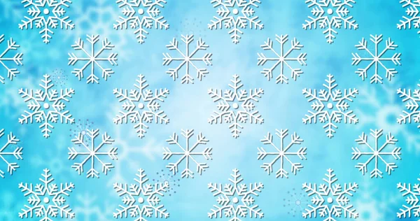 蓝色背景上的雪花飘落的图像 圣诞节 传统和庆祝概念数字生成的图像 — 图库照片