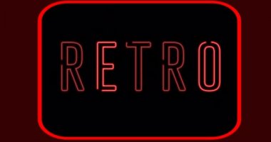 Karanlık arkaplan üzerinde neon retro metin animasyonu. parti, müzik ve eğlence konsepti dijital olarak oluşturulmuş video.
