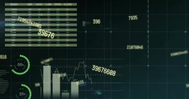 Finansal veri işleme animasyonu. küresel iş, finans, dijital arayüz ve bağlantılar konsepti dijital olarak oluşturulmuş video.