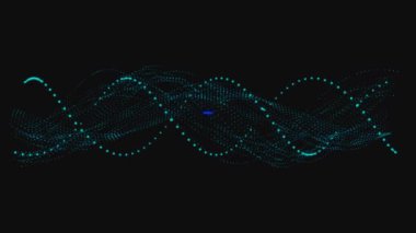 Dönen yeşil ağ üzerindeki wow metninin animasyonu. Video oyunu, eğlence ve dijital arayüz kavramı dijital olarak oluşturuldu.