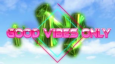 İyi titreşimlerin animasyonu sadece bloklu dijital soyut alanda. bilgisayar, oyunlar ve teknoloji konsepti dijital olarak oluşturuldu.