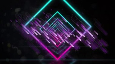 Siyah arkaplanda mor şekillerin ve karelerin animasyonu. renk, hareket ve sinematografi kavramı dijital olarak oluşturulmuş video.