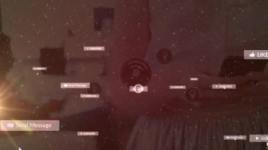 Akıllı telefon kullanan kadın üzerindeki simgelerle bağlantı ağının animasyonu. Sosyal medya ve iletişim konsepti dijital olarak oluşturulmuş video.