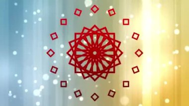 Renkli dijital arkaplanda süzülen beyaz noktaların animasyonu. renk, hareket ve sinematografi kavramı dijital olarak oluşturulmuş video.