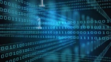 Siyah arkaplanda ikili kodlama animasyonu. küresel veri işleme, hesaplama ve dijital arayüz kavramı dijital olarak oluşturulmuş video.