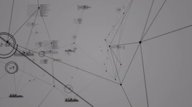 Bağlantı ağlarının canlandırılması ve beyaz arkaplan üzerinde veri işleme. küresel bağlantılar, veri işleme, dijital arayüz ve teknoloji konsepti dijital olarak oluşturulmuş video.