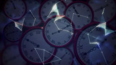 Bağlantı ağlarının ve dünyanın çok hızlı hareket eden saatlerin animasyonu. zaman, hareket, veri işleme ve dijital arayüz konsepti dijital olarak oluşturulmuş video.