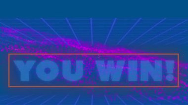 Senin animasyonun mavi arka planda parlak bir şekilde kazandı. oyun, teknoloji ve dijital arayüz kavramı dijital olarak oluşturuldu.