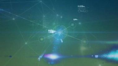 Yeşil arkaplanda bağlantılar ve veri işleme ağının animasyonu. küresel ağlar, bağlantılar ve dijital arayüz konsepti dijital olarak oluşturulmuş video.