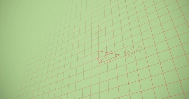 Animacja Równań Matematycznych Zielonym Tle Edukacja Globalna Połączenia Przetwarzanie Danych — Wideo stockowe