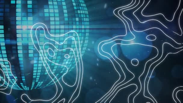 镜面球上深蓝色背景的异催眠动画 新年晚会 二重唱和娱乐概念数码制作视频 — 图库视频影像