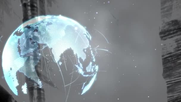 Animasi Dunia Dengan Jaringan Koneksi Atas Gudang Global Shipping Delivery — Stok Video