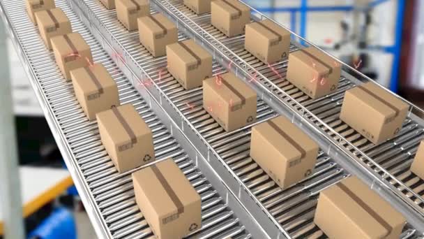 Animación Del Texto Venta Del Lunes Cibernético Sobre Cajas Cartón — Vídeos de Stock