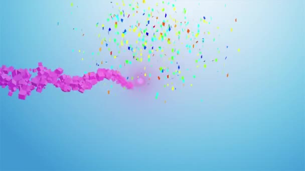 Animación Confeti Cayendo Sobre Fondo Azul Degradado Concepto Fiesta Celebración — Vídeo de stock