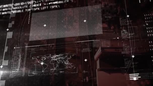 Анимация Статистики Обработки Данных Городскому Пейзажу Глобальная Обработка Данных Цифровой — стоковое видео