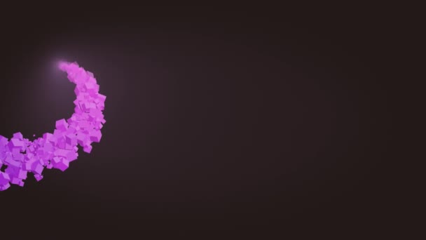 黒の背景に幾何学的形状の紫の歩道を移動するアニメーション デジタルインターフェース技術と背景デジタルで生成されたビデオ — ストック動画