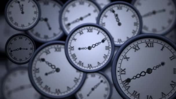 Animation Texte Fin Sur Plusieurs Horloges Déplaçant Rapidement Concept Temps — Video