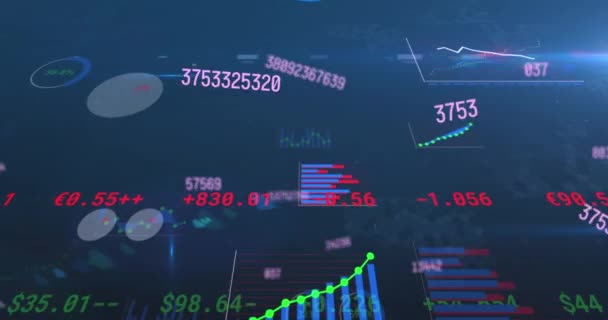 Animação Processamento Dados Financeiros Negócio Global Finanças Interface Digital Conceito — Vídeo de Stock