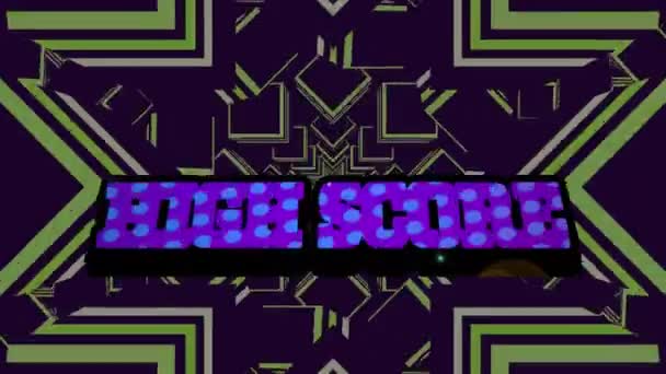 Animation High Score Moving Green Kaleidoscopic Shapes Dark Background Video — Stock Video
