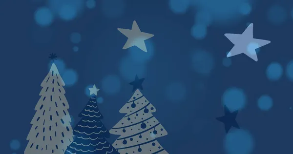 Imagen Estrellas Patrón Árbol Navidad Sobre Fondo Oscuro Navidad Tradición —  Fotos de Stock