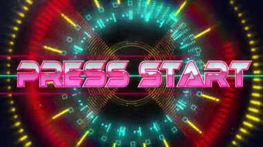 Basın animasyonunun dijital soyut alanda başlaması. bilgisayar, oyunlar ve teknoloji konsepti dijital olarak oluşturuldu.