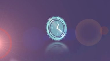 Bulanık arkaplanda saat ile dönen tarama alanının animasyonu. küresel iletişim, veri paylaşımı ve dijital arayüz kavramı, dijital olarak oluşturulmuş video.