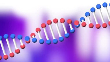 Renkli dijital arkaplandaki DNA zincirinin animasyonu. renk, hareket ve bilim konsepti dijital olarak oluşturulmuş video.