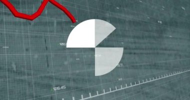 Turta grafiği ve kırmızı grafik boş ofise karşı finansal veri işleme üzerinde hareket ediyor. küresel finans ve iş kavramı
