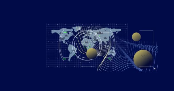 Animação Interface Digital Com Processamento Dados Sobre Fundo Escuro Conexões — Vídeo de Stock