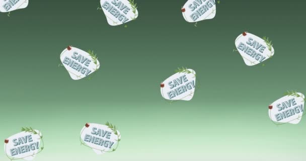 Animação Flutuante Salvar Escritos Energia Fundo Verde Ambiente Sustentabilidade Ecologia — Vídeo de Stock