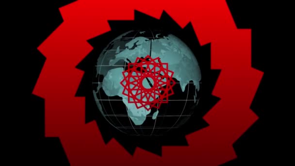 Animacja Kuli Wirującej Czarnym Tle Globalna Inżynieria Połączenia Koncepcja Cyfrowego — Wideo stockowe
