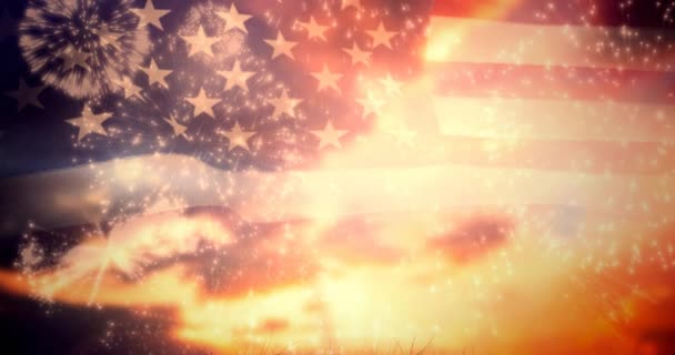 Composición Bandera Estados Unidos América Sobre Nubes Patriotismo Independencia Concepto — Vídeos de Stock