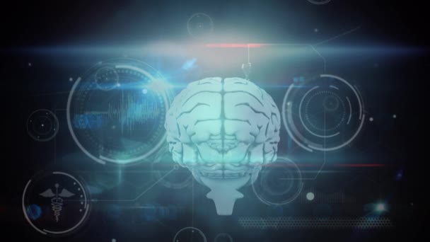 Animación Redes Conexiones Través Del Procesamiento Datos Médicos Con Cerebro — Vídeo de stock