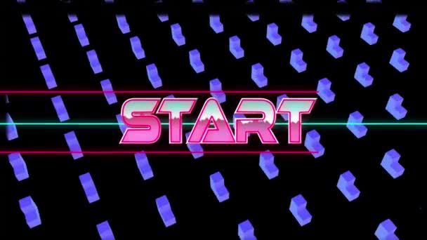 Animatie Van Start Cirkel Zwarte Achtergrond Met Harten Computers Games — Stockvideo