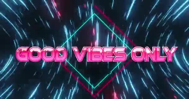 Animace Dobrých Vibrací Pouze Text Přes Pohybující Modré Růžové Světelné — Stock video