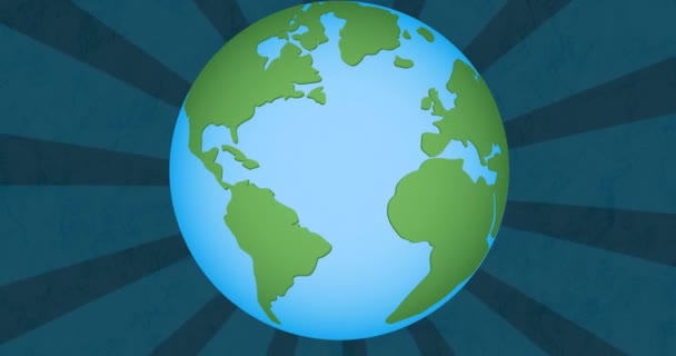 Animation Globe Sur Fond Bleu Foncé Mouvant Environnement Durabilité Écologie — Video