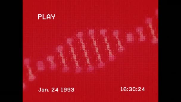 Animación Interferencias Hebra Adn Sobre Fondo Rojo Procesamiento Datos Global — Vídeo de stock