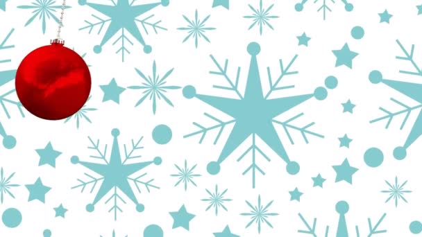星の上のクリスマスボールの販売テキストのアニメーション クリスマスセール冬ショッピングコンセプトデジタル生成ビデオ — ストック動画