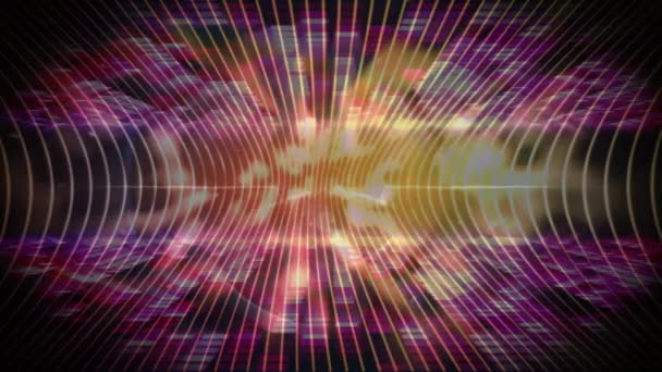 Animatie Van Gloeiende Plekken Lichte Paden Met Bewegende Grafische Muziek — Stockvideo