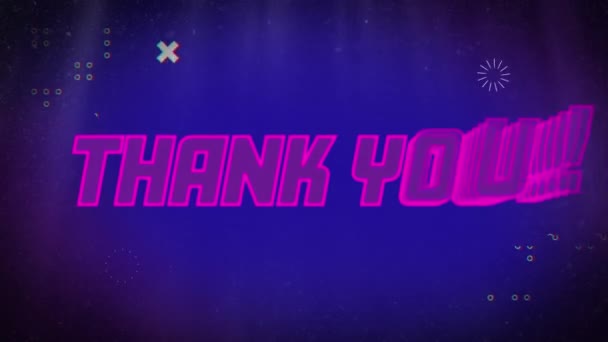 Animation Thank You Text Moving Shapes Μπλε Φόντο Έννοια Διεπαφής — Αρχείο Βίντεο