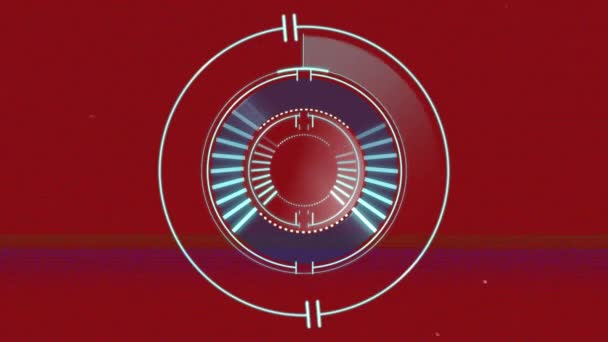 Animation Interference Scope Scanning Red Background Global Data Processing Digital — Stock Video