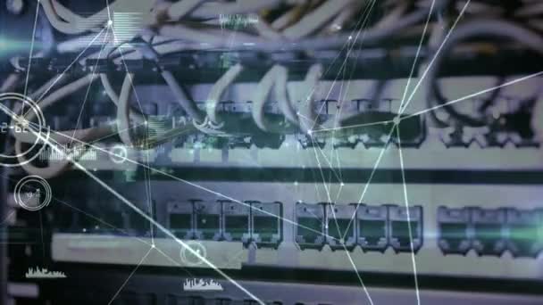 Анимация Сети Соединений Через Компьютерный Сервер Аппаратного Обеспечения Глобальные Сети — стоковое видео